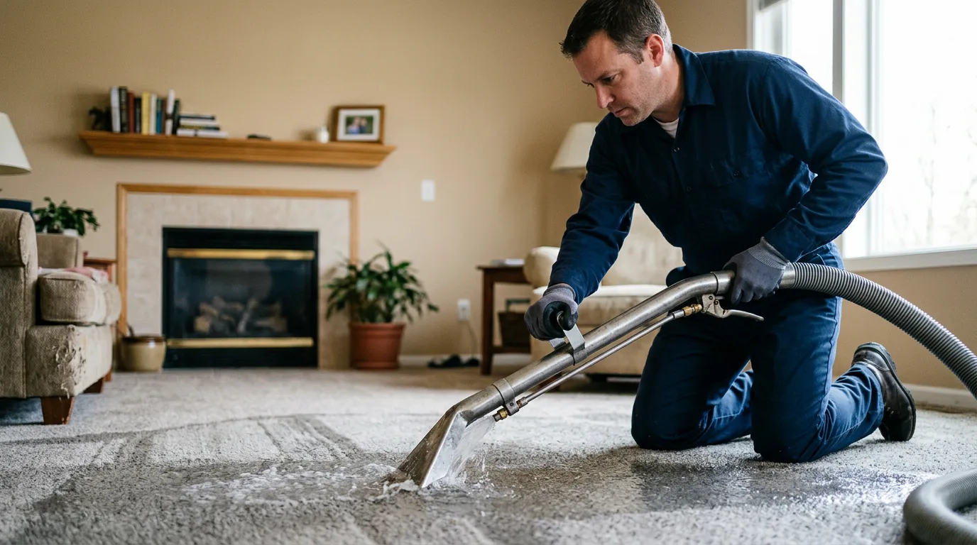 Water damage restoration technician working near Mcguffey, OH